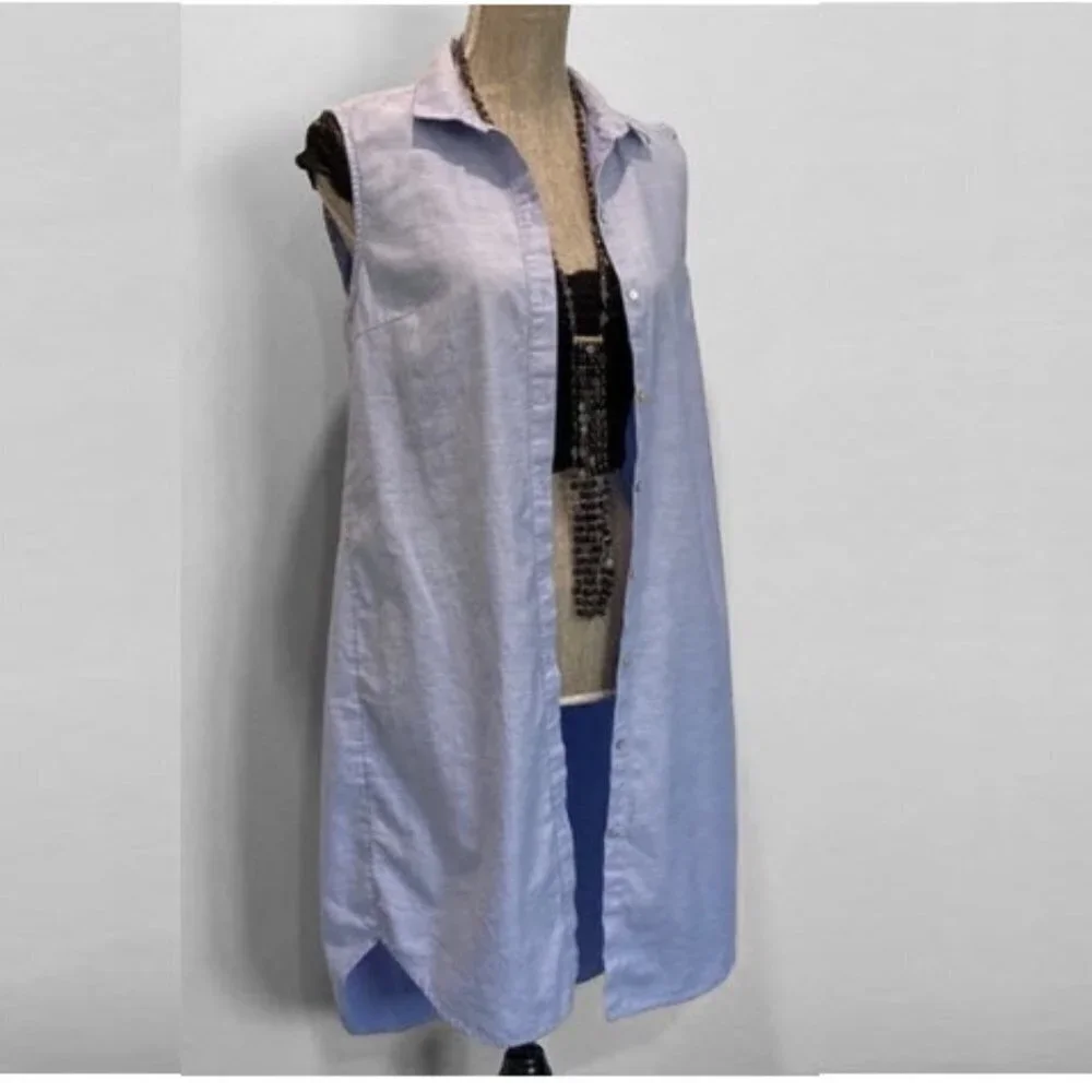 H&M Blue Button Down Tunic Dress Medium​​​ - Picture 2 of 15